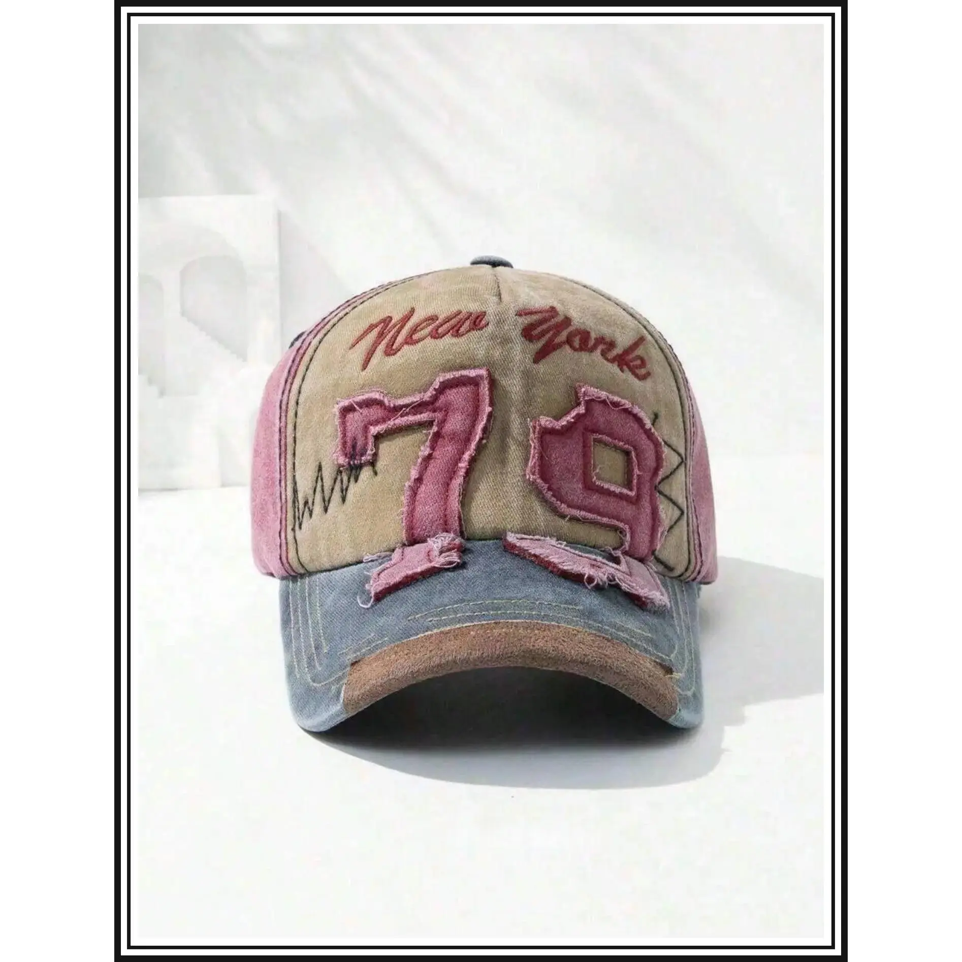 Vintage Patchwork Embroidered Baseball Hat, Trucker Cap with Colorblock, Embroidery, Vintage Number, Lightweight & Adjustable, Music Fest Y2K Back to School Autumn Halloween Winter Casual CapGift.