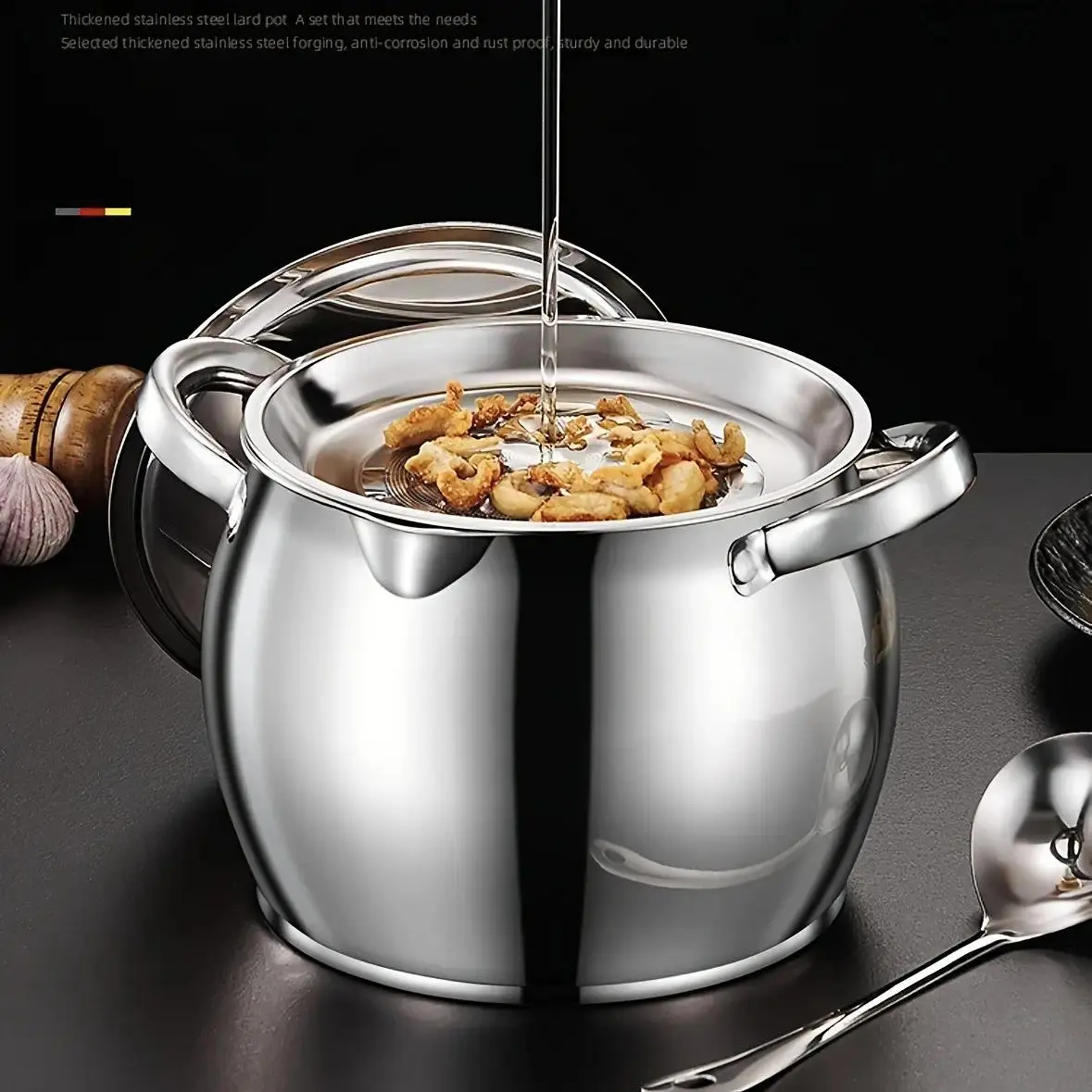 Food-Grade Stainless Steel Oil Tank with Filter, Large Capacity Lard Can, Detachable Design, High Temperature Resistant,  Kitchen Kitchenware Utensils, Household Kitchen Supplies