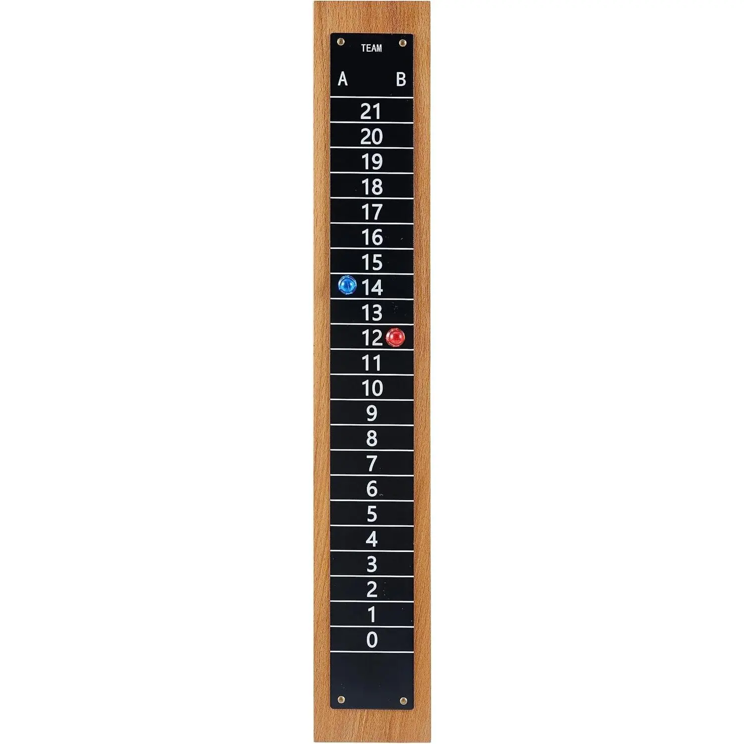 Steel Scoreboard Nailed on a Beech Board with Magnetic Score Keepers for Cornhole and Other Games (17" H x 2.75" W), Beech Wood, Cornhole Games, Nail-On Installation, Natural Wood, Scoreboards, Wall Or Yard Fence