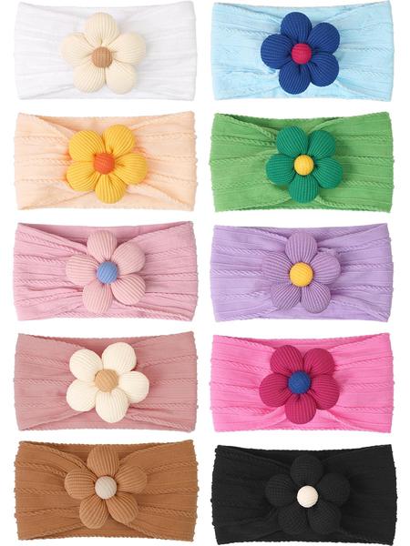 Baby Hair Band Set of 3 or 12, Soft Nylon Floral Headbands for Girls, Comfortable and Elastic Hair Accessories, Delightful Floral Design