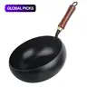 ABKOK Large Capacity Wrought Iron Wok, Nonstick Frying Pan with Glass Lid, Cast Iron Skillets, Kitchen Pans, Kitchen Cookware for Gas Electromagnetic Universal