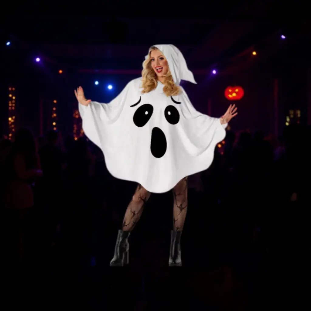 White Bat-Elf Ghost Witch Cosplay Costume, Soft Clothes with Overall Aesthetics, for Halloween Masquerade & Themed Party Gatherings, One Size, Masquerade Party