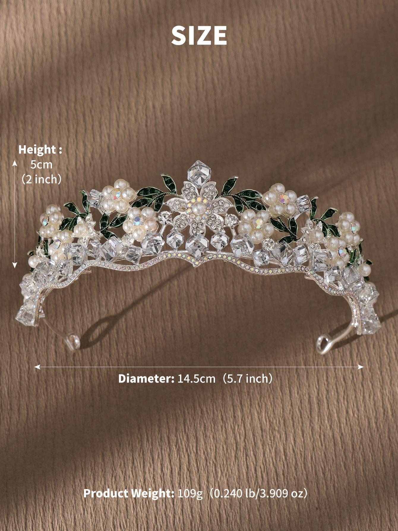 Baroque Purple Crystal Wedding Crown for Women Rhinestone Pearls Tiaras and Crowns Queen Bride Headdress Girls Hair Jewelry