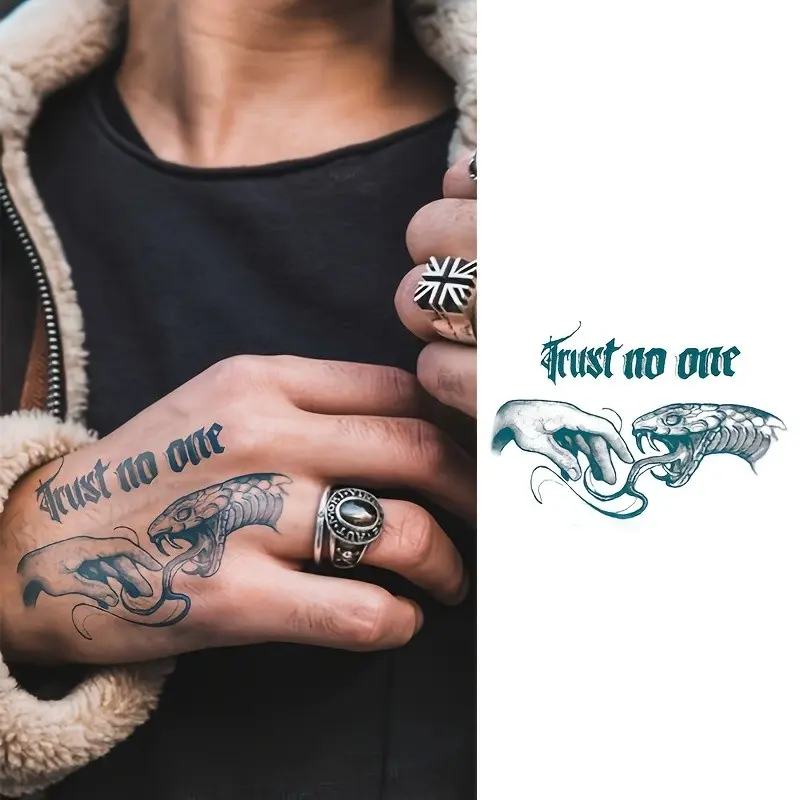 1 Sheet Snake Tattoo Sticker, Suitable for Waterproof and Durable Temporary Tattoos on The Neck, Arms, and Back of The Hand, Rock Punk Tattoo