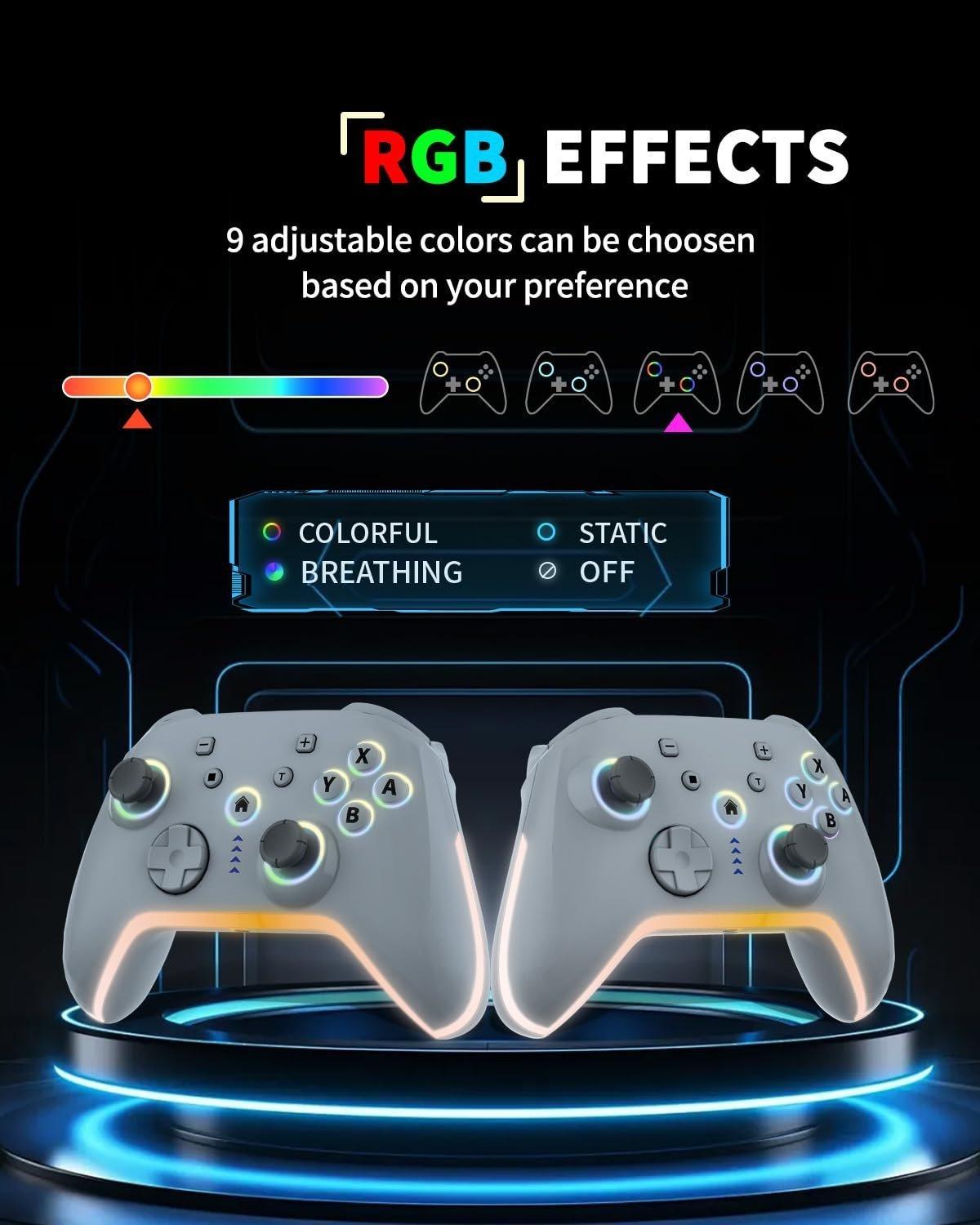 Mobile  Controller for iOS//Android/Cell Phone//Laptop, Gaming Gamepad with Phone Clip for Gamers, Hall Effect Triggers, Wired PC Control, with RGB LED Lighting/Vibration/6-Axis Gyro/Turbo (White)