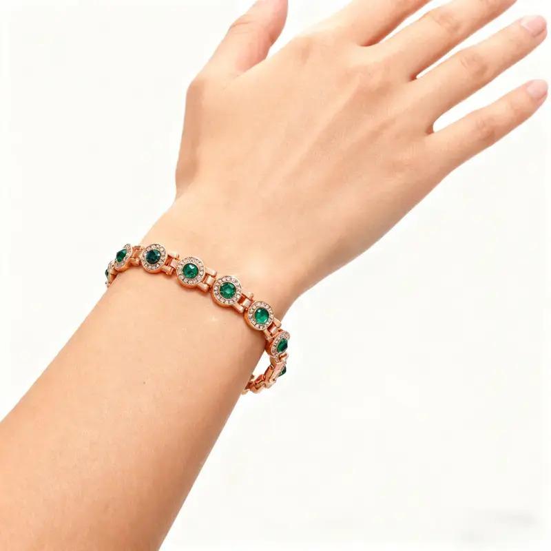Women's magnetic bracelet, 3500 Gauss neodymium magnet, luxurious health jewelry, adjustable length, with safety clasp, set with high-quality multi-faceted crystals, hypoallergenic and durable, Valentine's Day gift