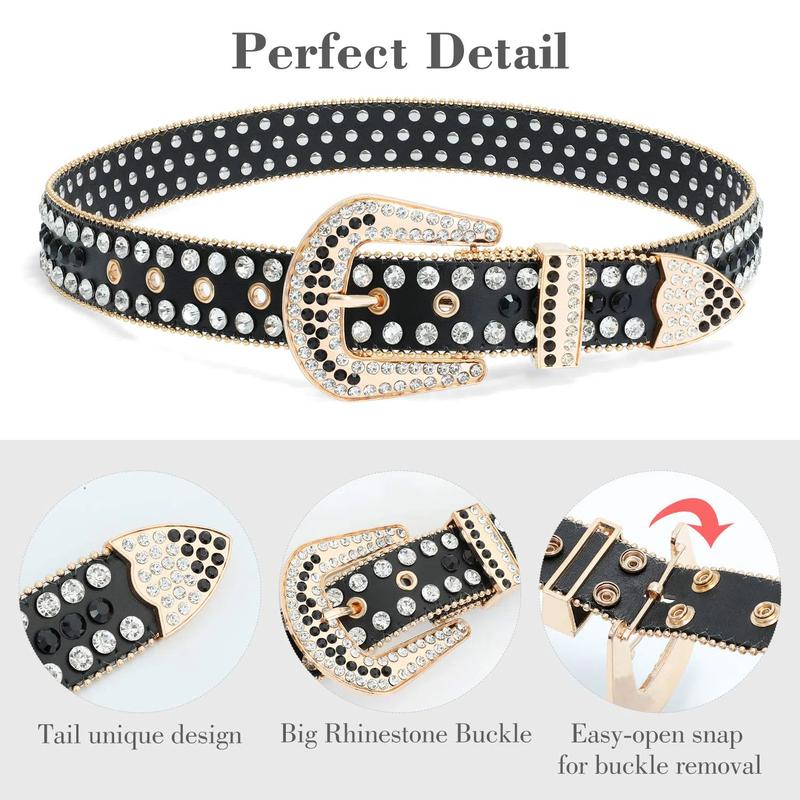 ZQTIVE Women's Rhinestones Leather Belt - A Blinging Cowgirl Must-Have! Western-Inspired Studded Waist Belt, Perfect Accent for Jeans, Pants, and Beyond, Showcasing Your Unique Western Spirit