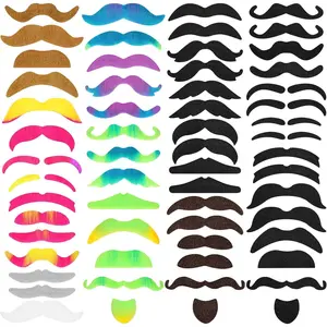 60 count  Mustaches Self Adhesive Novelty Moustaches Variety of Styles for Costume Parties, , Halloween, Christmas, 20 Designs, Multicolored Suitable for  Ages, Ideal  for Everyone