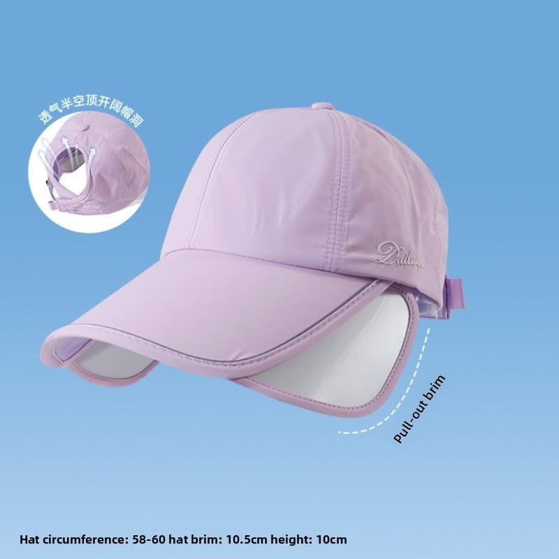 Outdoor sun hat golf sun protection sun hat women's summer wide brim sports empty top pull-up cap