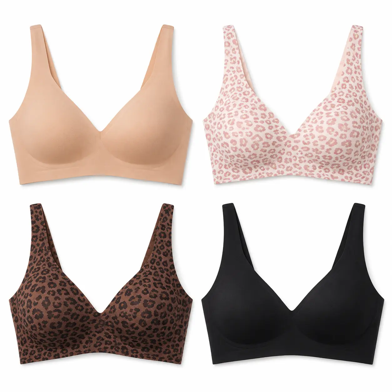 Women's Plus Size Wireless No-Underwire Jelly Bra - Slim, Smooth Light Fabric, Seamless Full Coverage, Push Up, Comfortable Lace Design, Adjustable Straps, Wing Support, Shapewear-Compatible for Everyday, Pregnancy Wear