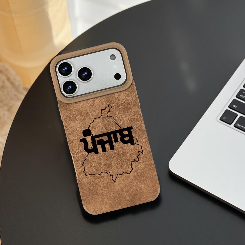 1pc Punjab printed pattern design, matte faux leather full-cover large hole protective phone case for iPhone 17/17 Air/17 Pro/17 Pro Max/16/16 Pro/16 Plus/16 Pro Max/15/15 Plus/15 Pro/15 Pro Max