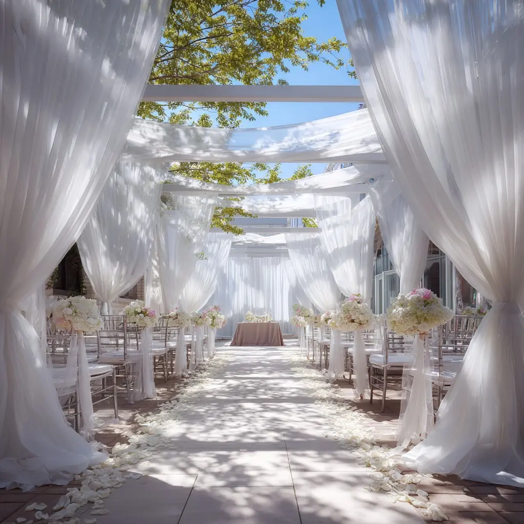 Large Chiffon Wedding Stage Ceiling Decoration, Elegant Sheer Fabric for Ceremonies and Receptions, Perfect for Weddings and Special Events