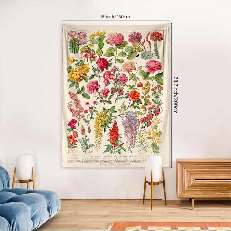 1 Piece Floral Wall Tapestry, Home Decor Hanging Aesthetic Bohemian Wall Hanging Tapestry, Wall Art Decoration for Living Room Dorm Bedroom Decor, Flower Pattern Tapestry