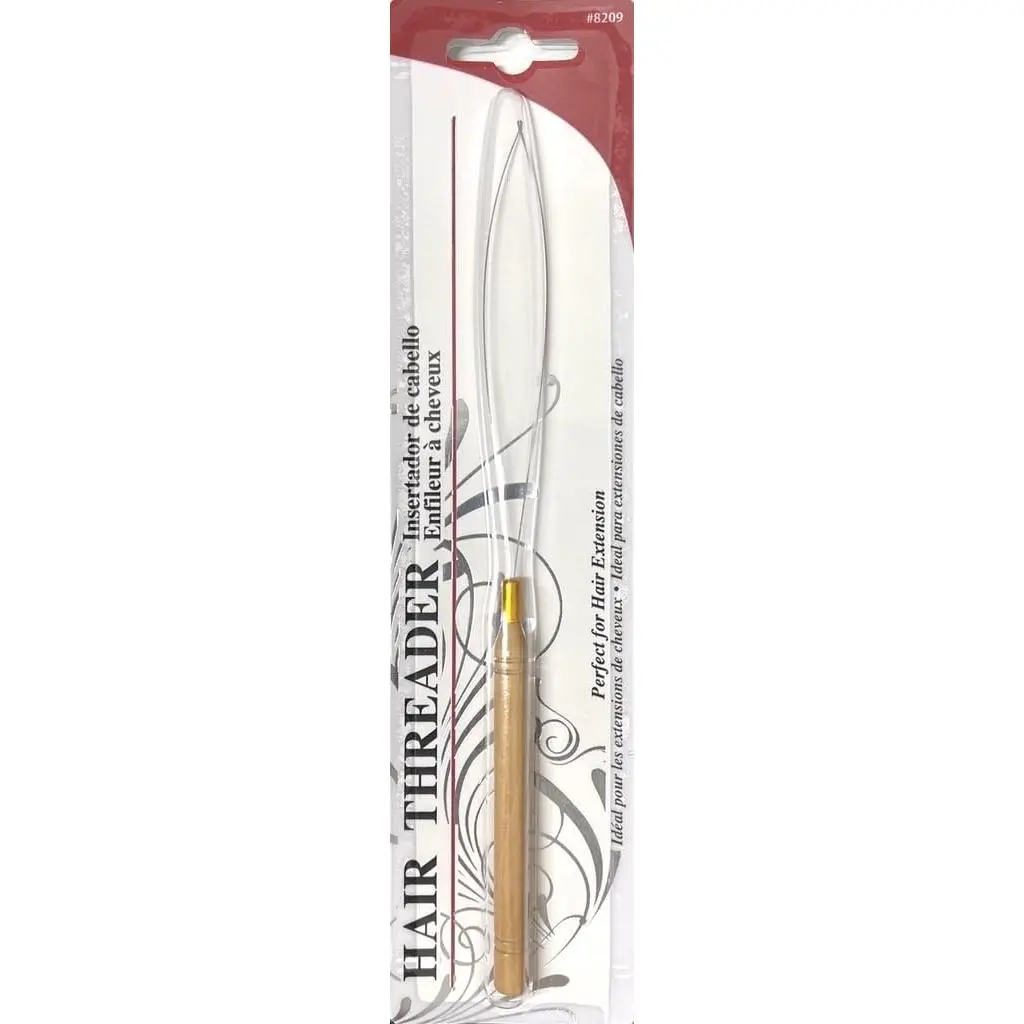 Hair Threader Tool – Loop  with Wooden Handle for Hair Extensions, Beading & Microlinks – Professional Hair Installation Tool for Salons & DIY Styling