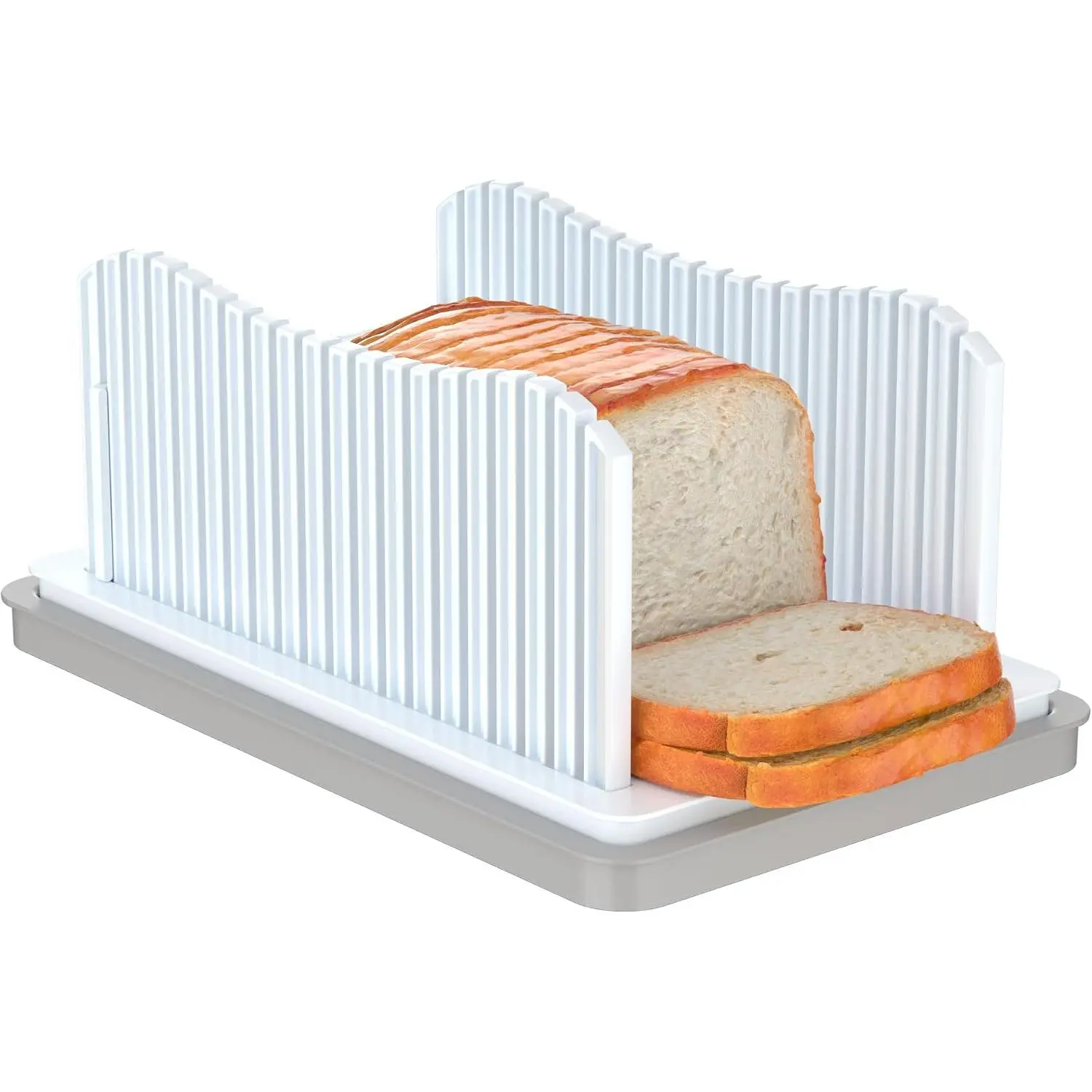 Bread Slicer for Homemade Bread, Adjustable Width Bread Slicing Guide | Foldable Bread  with Crumb Tray, Compact  Guide for Loafs, Sandwiches, Bagels, and Cakes