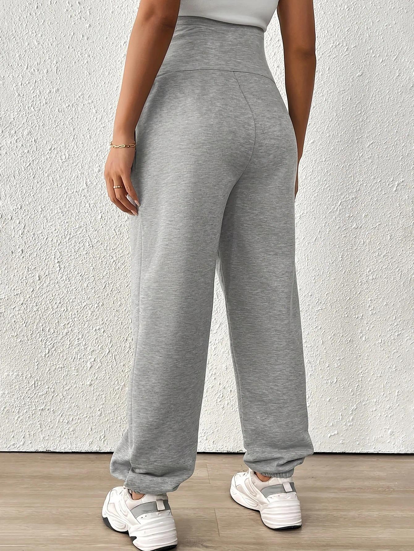 Maternity Leggings with Abdominal Support, Summer Casual, Stretchy, Versatile, Sporty Maternity Cropped Pants, Loose Sweatpants