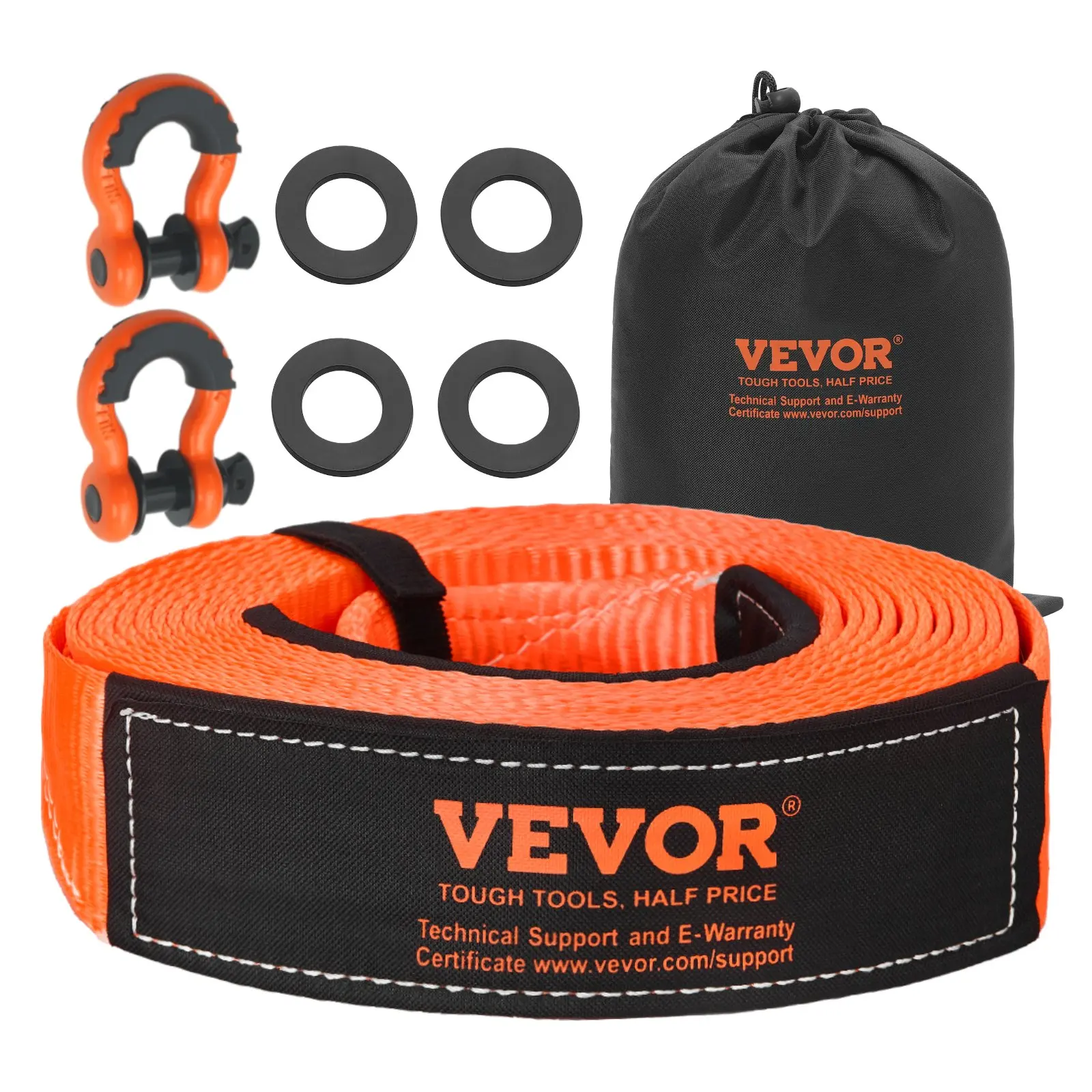 Heavy Duty Tow Strap Recovery Kit 3 inx 30 ft (MBS-36, 000 lbs) Tree Saver Winch Strap, Triple Reinforced Loop Protective Sleeves Storage Bag, 3/4" D-Ring Shackles, for Truck Jeep SUV ATV