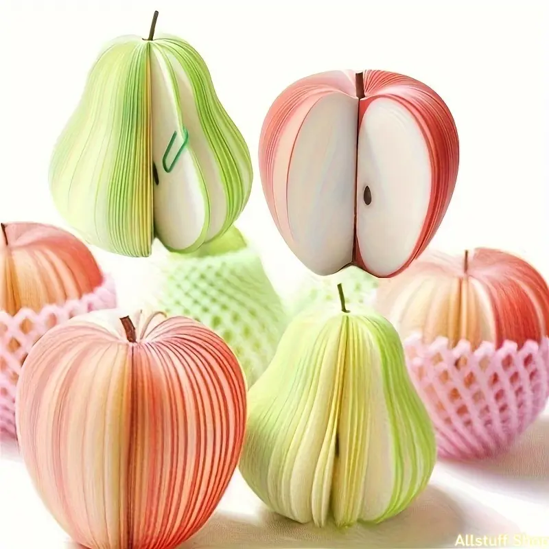 200pcs 3D Apple And Pear Shaped Notes, Fun Shaped Notes, Modern Style Notes, Holiday Gifts, Perfect Gifts for Friends And Teachers