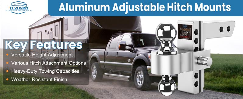 Adjustable Trailer Hitch, 6 Inch Drop Hitch Ball Mount (Fits 2-Inch Receiver), 12,500 LBS GTW, (2" & 2-5/16") Chrome Plated Steels Balls, Aluminum Tow Hitches with Two Anti-Theft Pins Locks