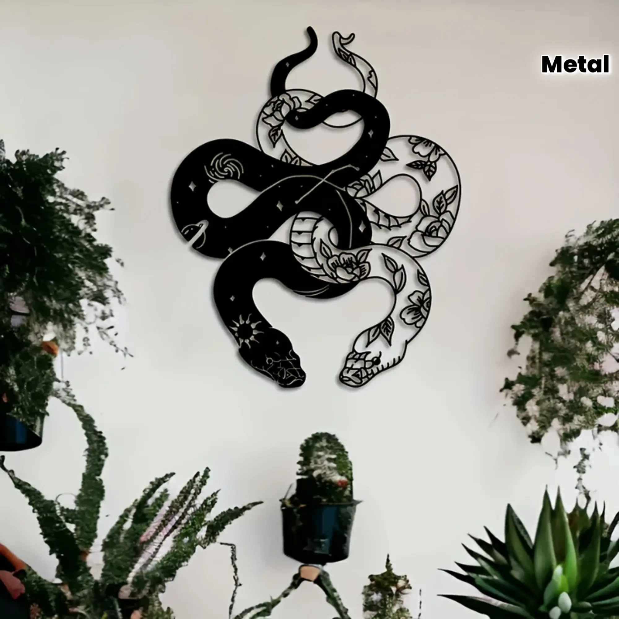 Two-Headed Snake Metal Creative Wall Art, Modern Hanging Decoration for Indoor and Outdoor, Stylish Contemporary Wall Sculpture