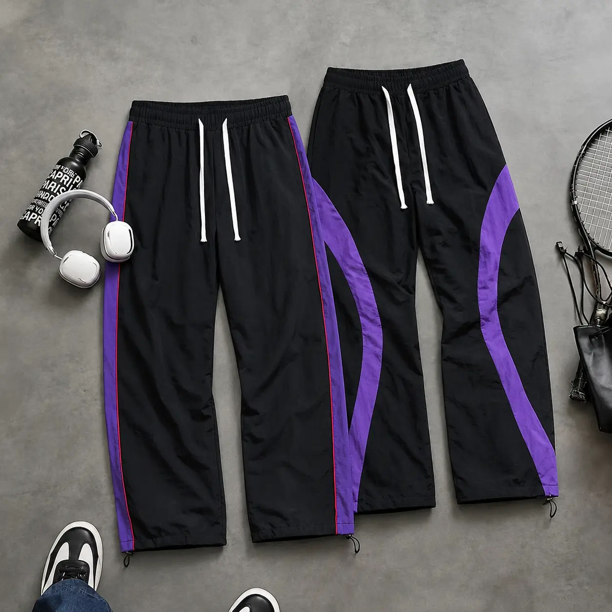 Men's Color-Block Track  Relaxed Fit Elastic Waist Adjustable Drawcord Athletic Joggers Casual Y2K Streetwear Hip Hop Baggy Trousers Curved Splicing Activewear Workout GymFitness Sweatpants Routine Lounge Outfits everyday street pant wear mens bottoms