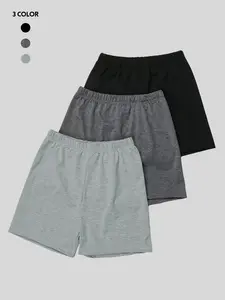 Women's Casual Short Pants 3-Piece Set, Fitted Plain Style, Comfortable Daily Wear, Perfect for Summer, Trendy and Versatile