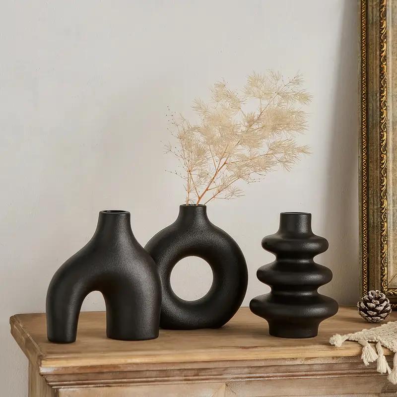 Ceramic Vase, 3 Counts/set Boho Style Irregular Shaped Vase, Modern Flower Arrangement Vase, Decorative Flower Vase, Home Decor Supplies for Living Room Bedroom Dining Room