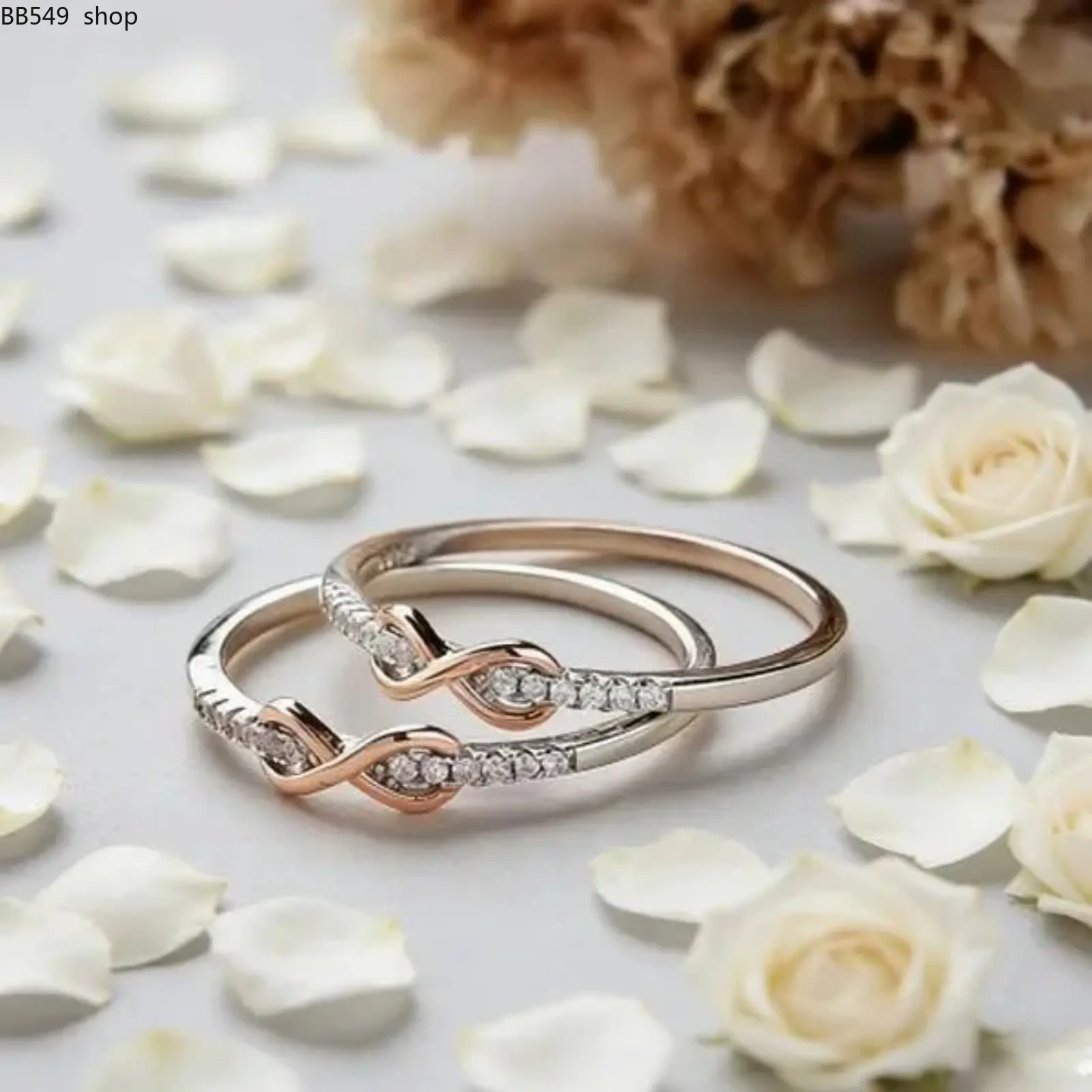 Best Friends Infinity Ring – Pinky Promise BFF Ring with Cubic Zirconia, Gold / Silver Infinity Knot Ring for Women Girls, Friendship Gift for Birthday Valentine's Day Christmas