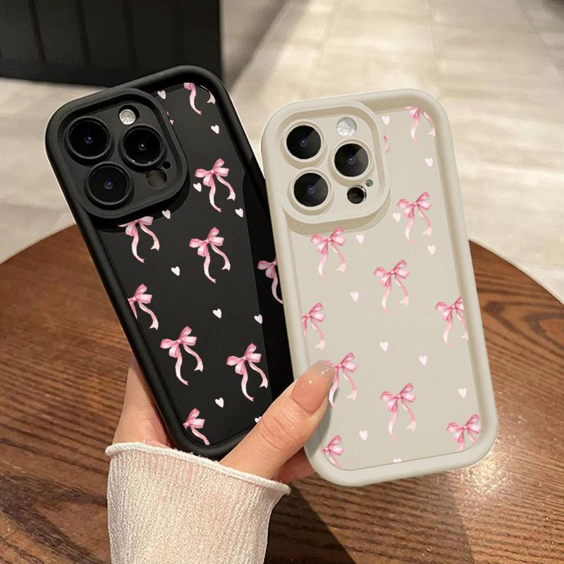 Bow Pattern TPU Phone Case for iPhone 17 16 15 14 Pro Max 13 12 11 XR XS Air Plus Shockproof Full Camera Protection Durable slim Silicone Cover Cellphone Protective