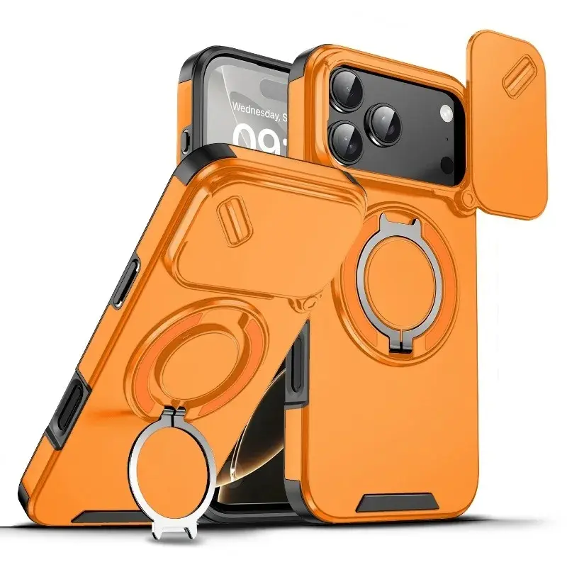 Sliding Camera Protection Casing for iPhone 18 Pro Max,17,16,15,14,13,12,11 Pro Max Plus,17 Air,16 E - Shockproof Magnetic Mobile Phone Accessories Compatible with MagSafe Wireless Charger, Car Holder, Smartphone, Handheld