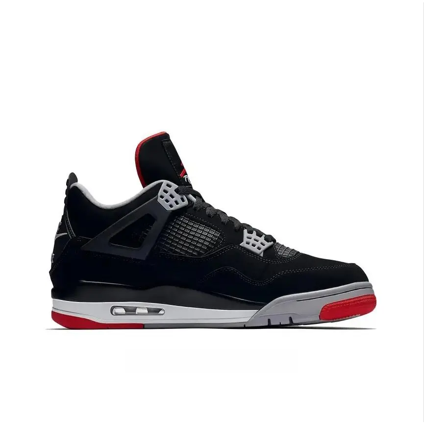 Retro Mid-Top Basketball Sneakers, Black Grey Red Classic Colorway, Air Cushion Shock Absorb Non-Slip Street Casual Shoes for Men Women