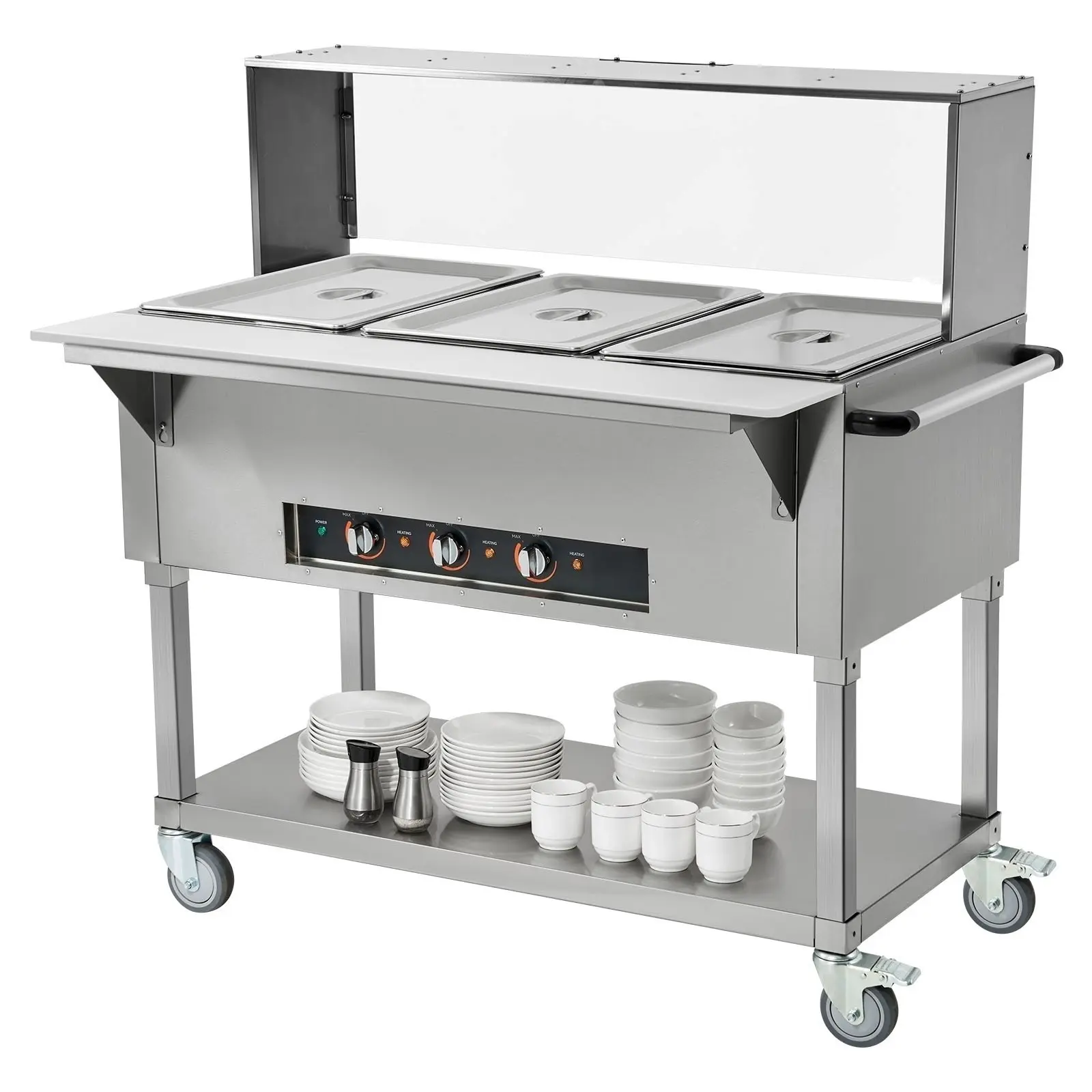 3-Pan Commercial Food Warmer, AC120V 60Hz Voltage, 1500 W Power, Fast Heating Lasting Warmth, Independent Heating System