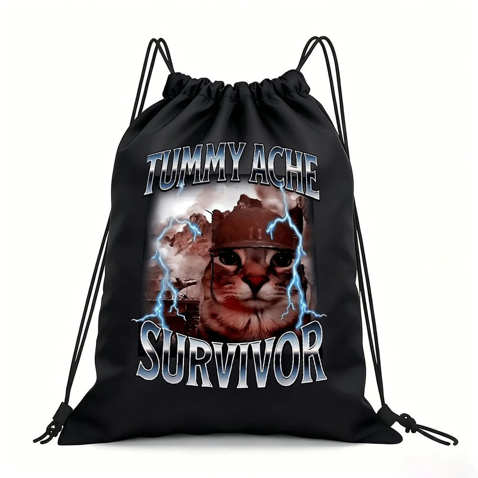 Portable Drawstring Sack Bag with Custom Graphic Print, Waterproof Polyester String Backpack for Gym Workout Swimming Hiking