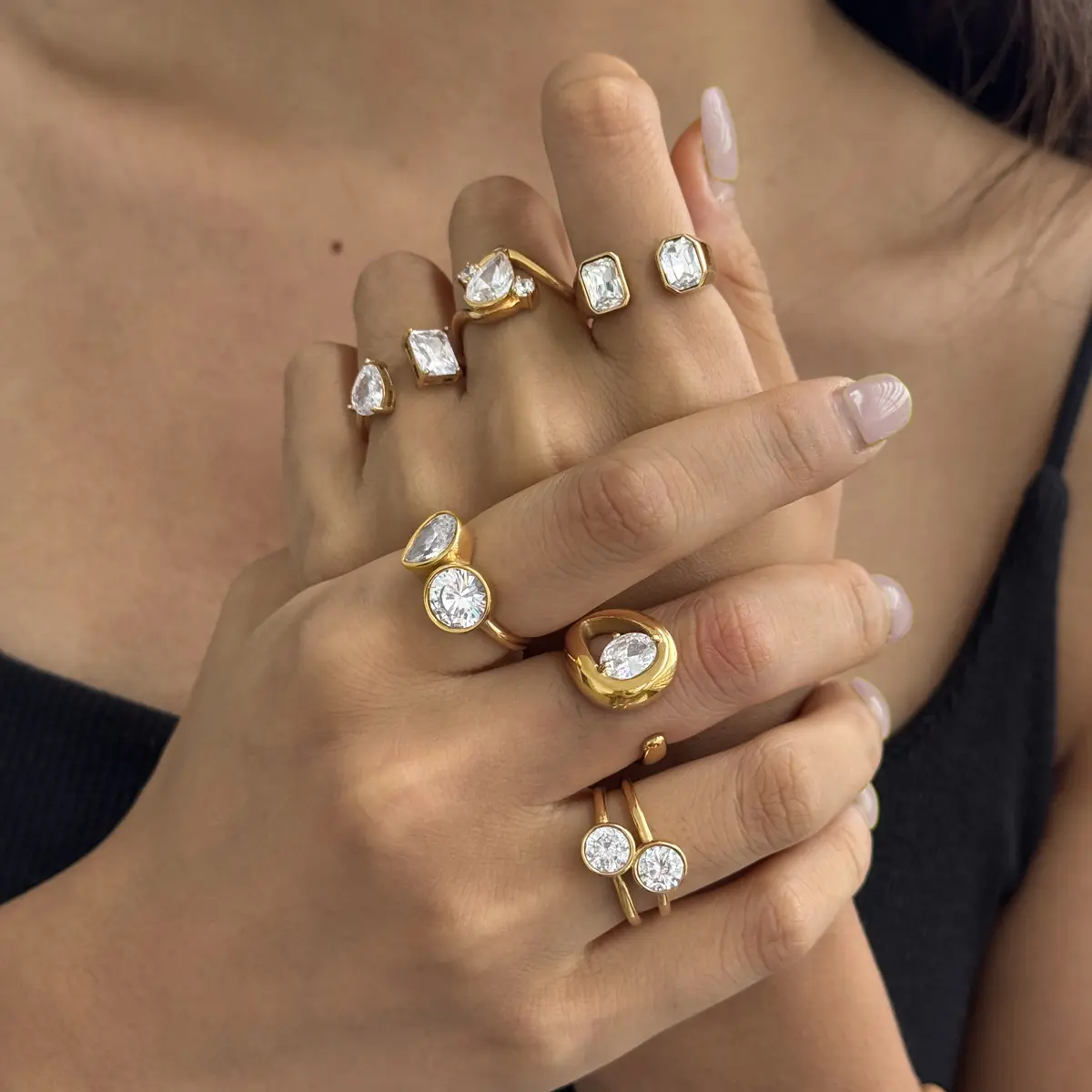Zircon titanium steel ring niche high-end sense does not fade jewelry women's ring stainless steel cross-border jewelry