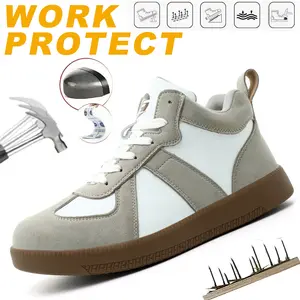 Women's Retro GAT Style Steel Toe Sneakers – Lightweight Slip Resistant Safety Shoes for Warehouse,Retail clerks, Waiters, Nurses