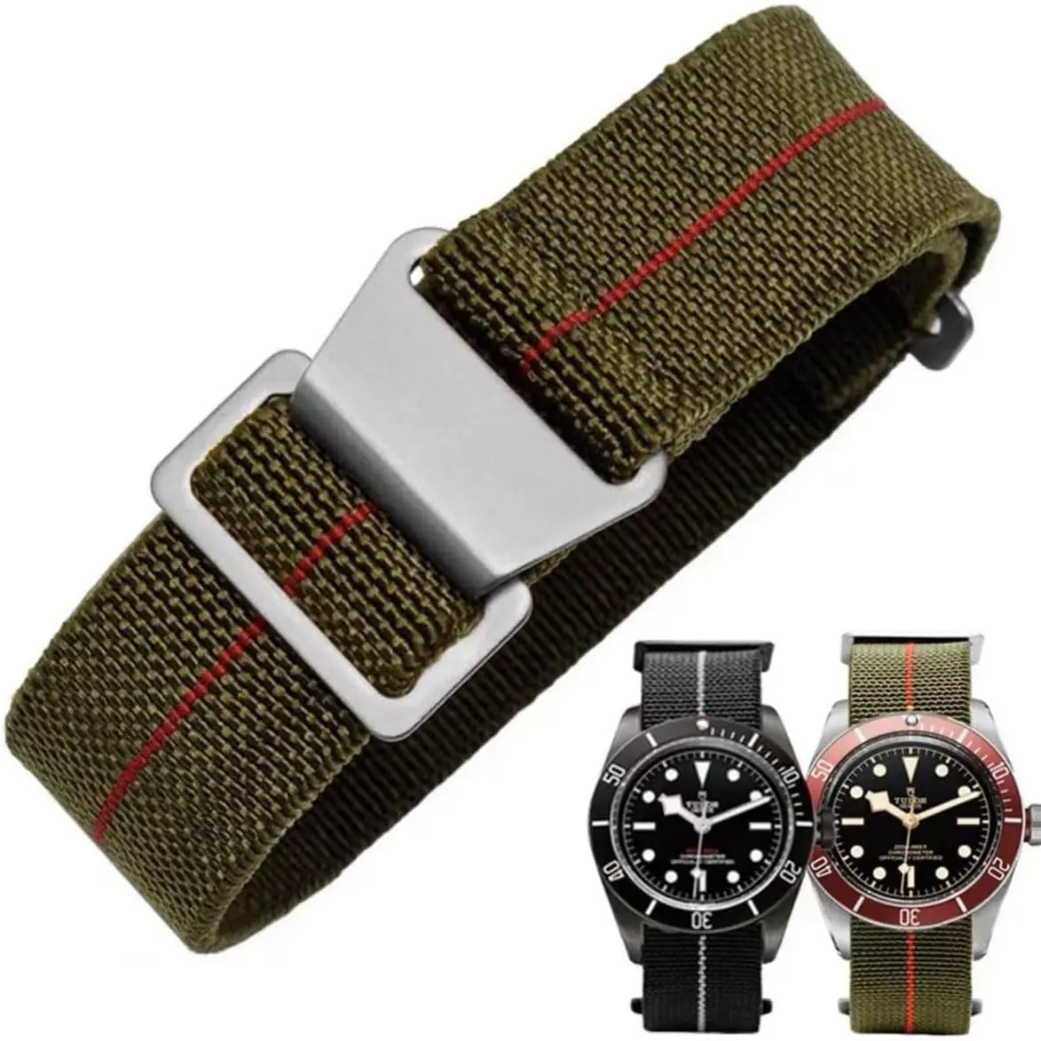 Elastic Nylon Watch Band with Paratrooper Military Look, Lightweight Hook-and-Loop Replacement Strap for Men and Women, 18/20/22mm, Men's Accessories For Adults, Casual Wear, Lightweight Band, Multi-Size, Unisex Fit