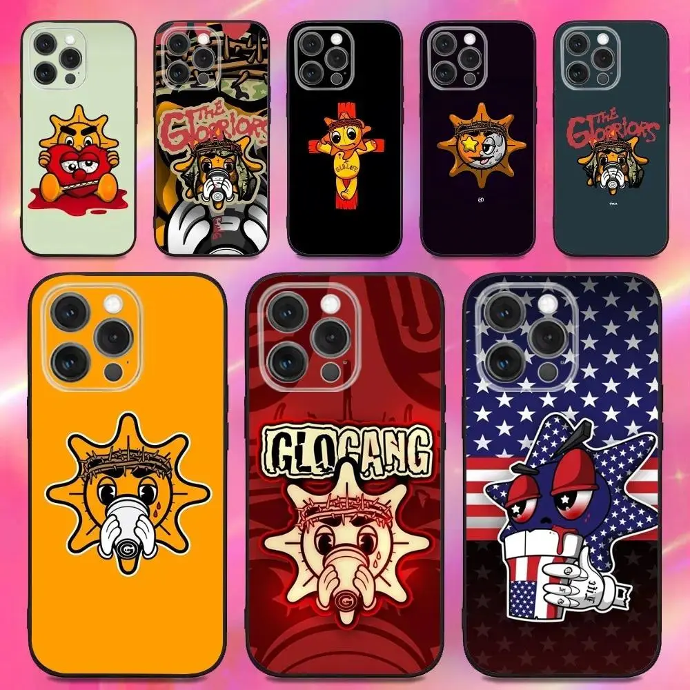 Fashion GLO G-GANG Rapper Logo Phone Case For iPhone 17,16,15,14,13,12,11,Pro,Max,Plus,Samsung Galaxy S26 S25 S24 S23 S22 Soft Silicone Black Case