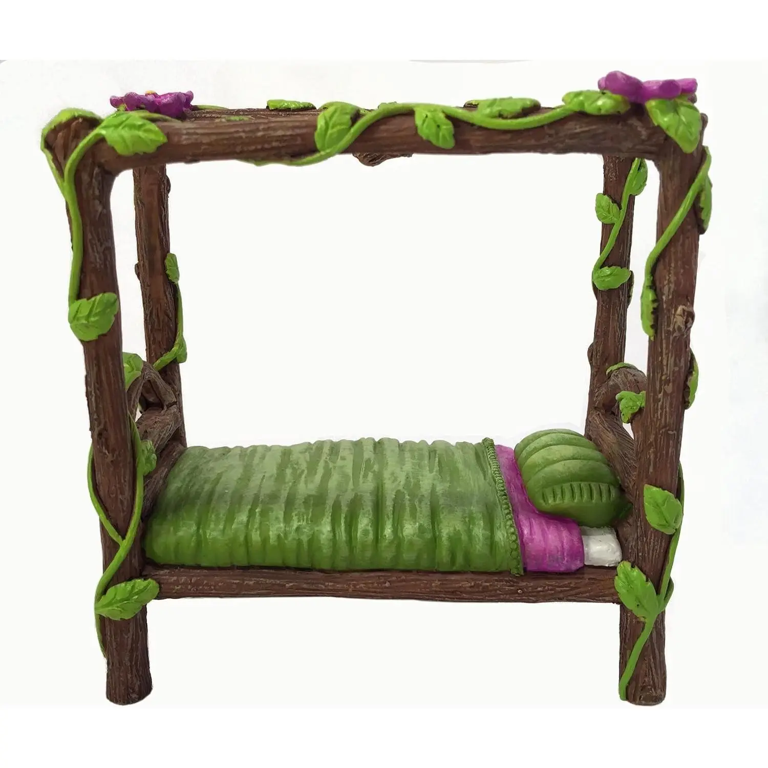 Miniature Fairy and Baby Gnome Bed - 4-Post Miniature Bed for Your Gnome Garden, Pixies and Sprites - A Fairy Garden Accessory