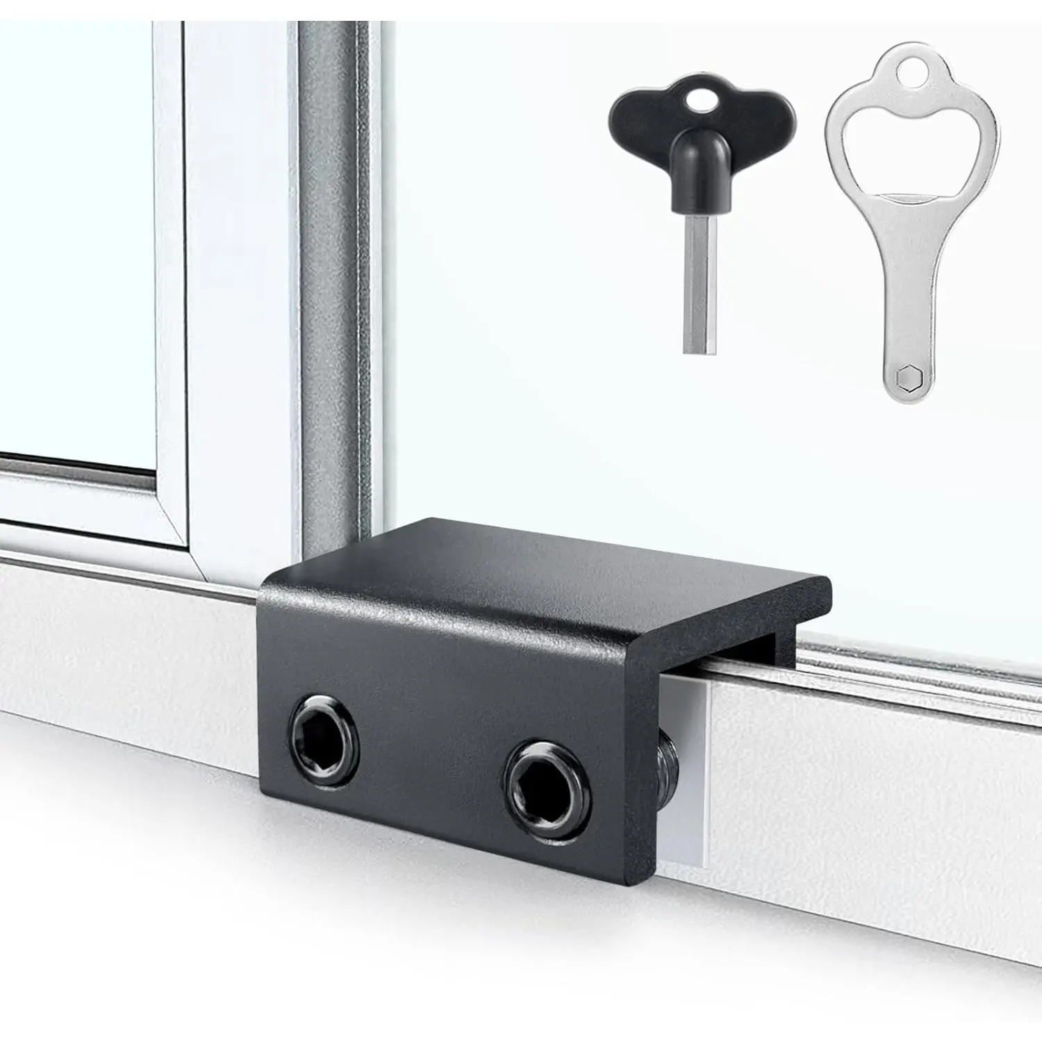 ZRFCXE 4 Pack Black Sliding Window Locks with Key, Adjustable Security Locks for Vertical & Horizontal Sliding Windows Doors, Easy to Install, Ideal for Patio Bedroom Home Office