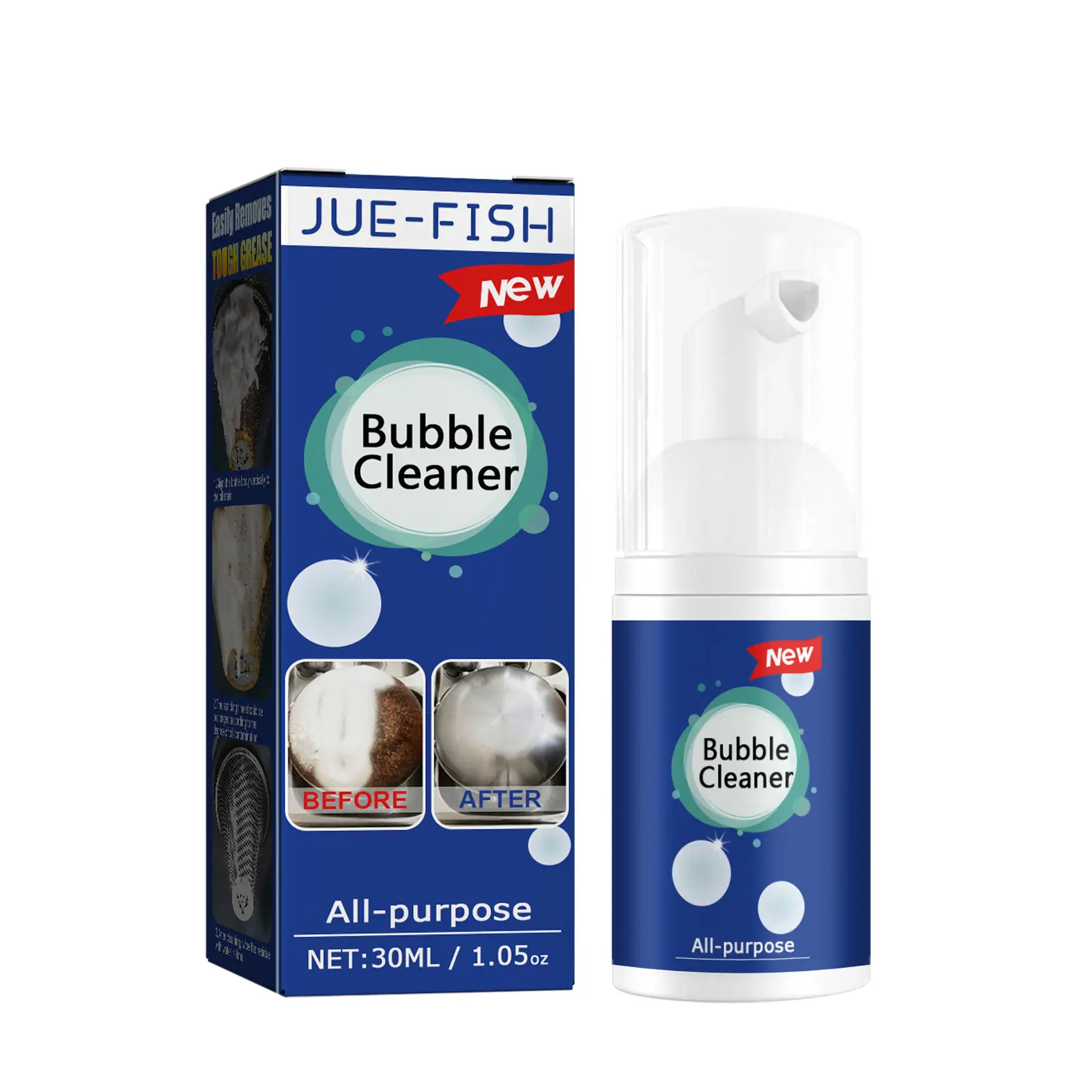 Jue Household Foam Cleaner - Multi-Purpose Oil Removal Foam Cleaning Solution for Kitchen Stoves, Range Hoods, Single Bottle