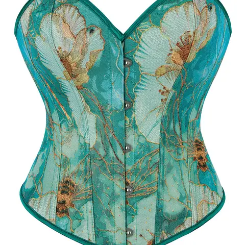 Women's All Over Print Bustier, Corset Bustier Bandeau, Tummy Control Waistband, Lady Floral Jacquard Fabric Corset with Bone, Waist Trainer Corset, Tummy Tuck Garment, Autumn Shapewear Top, Corset Waist Shaper, Corset Style