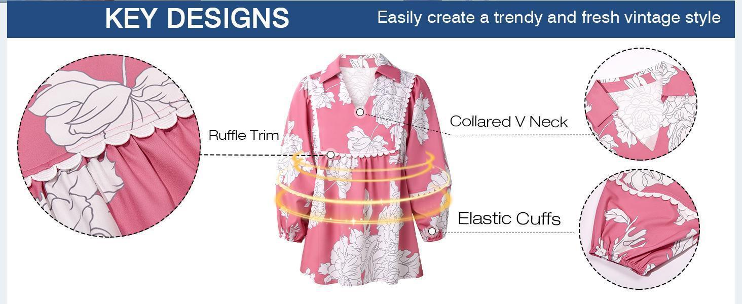 Imily Bela Womens Floral Peplum Babydoll Tops 3/4 Puff Sleeve Pleated Blouse Cute Casual V Neck Loose Fit Flowy Boho Shirts Imily Bela Womens Floral Peplum Babydoll Tops 3/4 Puff Sleeve Pleated Blouse Cute Casual V Neck Loose Fit Flowy Boho Shirts
