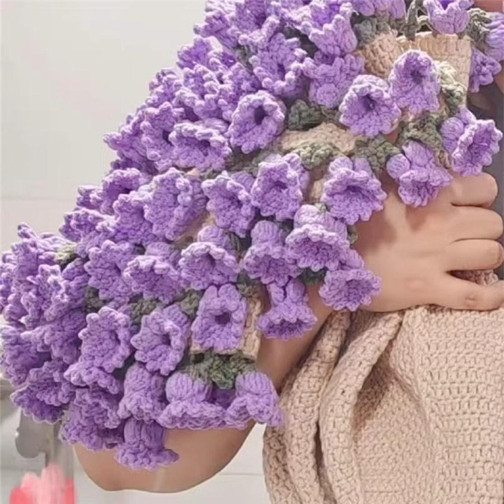 Creative 60cm Flower Bouquet Blanket Finished Product Crocheted Sunflower Blanket Lily of The Valley Bouquet Blankets Gifts