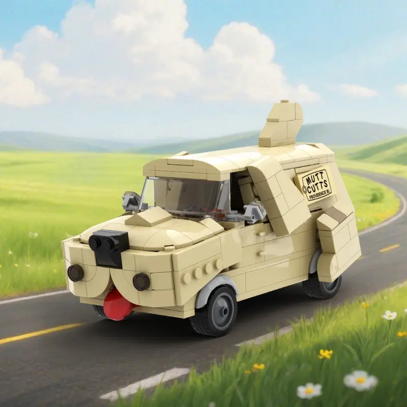 Fun Dog Head Small Truck Building Blocks, DIY Animal Car Puzzle Toy for Boys and Girls, Collectible Display Item, Creative Playset