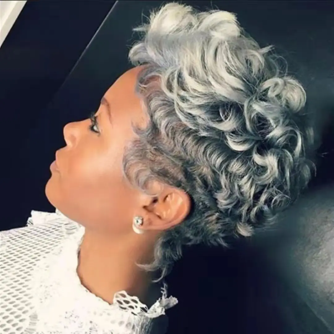 Short Afro Textured Pixie Wigs for Women Kinky Curly Crop Wigs High Volume Undercut Synthetic Wigs Heat Resistant Blonde Black Ombre Edgy Hairstyles