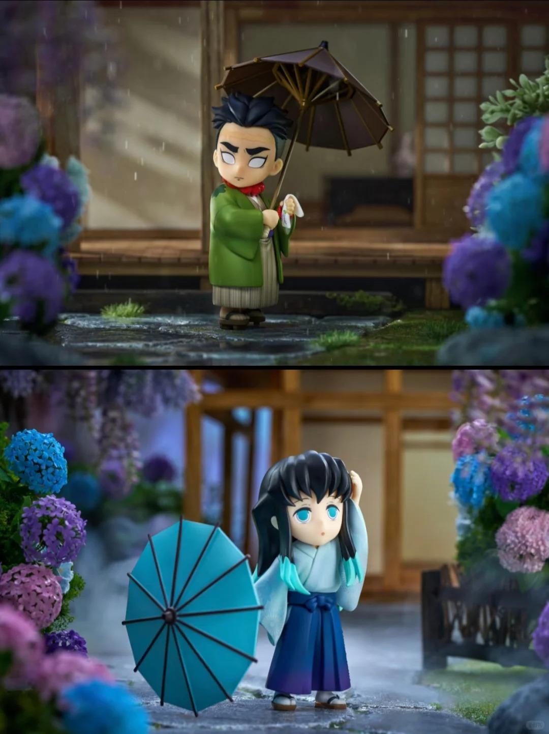 New Anime Figure Demon Slayer Figures Kimetsu No Yaiba Doll Plum Rain Series Blind Box Figurine Warrior Action Figure Model Toys