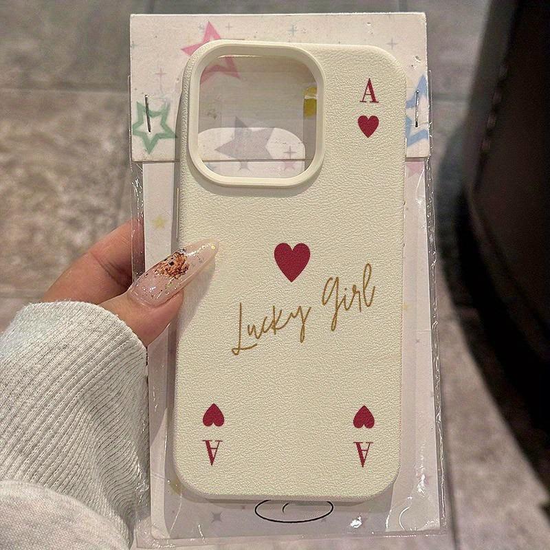 Creative red heart letter A pattern lychee texture mobile phone case, suitable for iPhone17/16/15/14/13/12/11/X/XS/XSMAX, with fresh style, it is a great Christmas gift for friends, family and yourself.