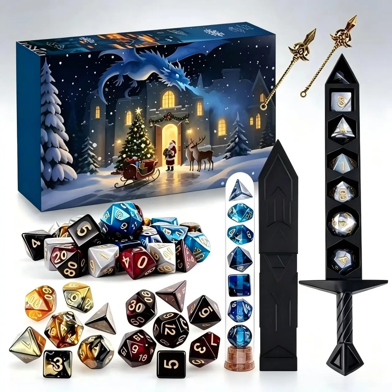 D&d Dice Vacation Advent Calendar, Mystery Dice Game Blind Box, Perfect Festive Gift for Friends and Family, Unique Holiday Present