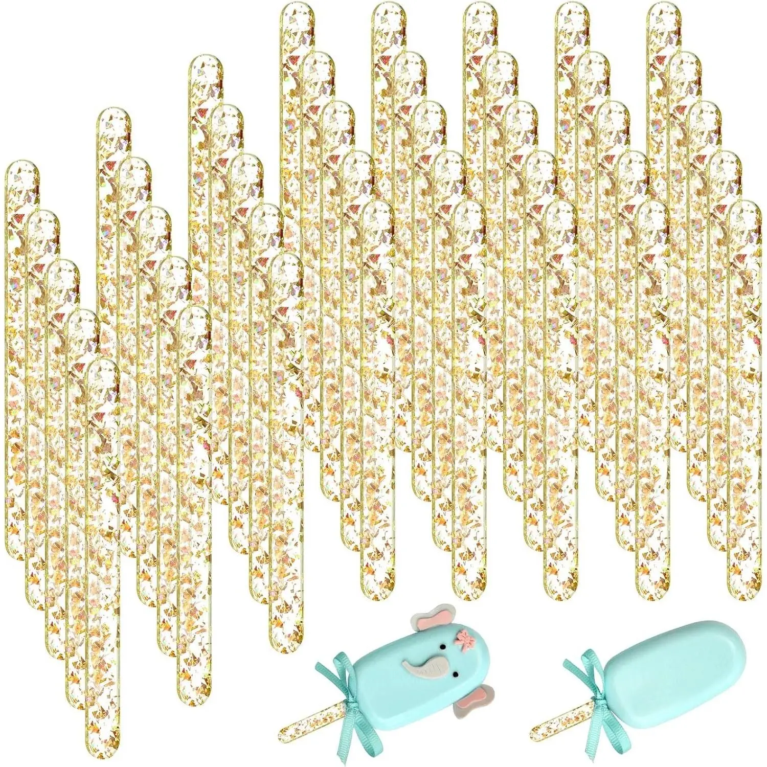 40 Piece 4.5 Inch Gold Reusable Mirror Acrylic Cakesicle Sticks with Cakesicle Mold for DIY Candy Dessert Gifts Party Crafts Art Projects