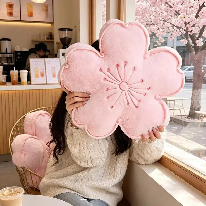 Cherry Blossom Plush Pillow Flower Stuffed Cushion Squishy Sofa Cushion Home Decor Toy Afternoon Nap Pillow Birthday Gifts